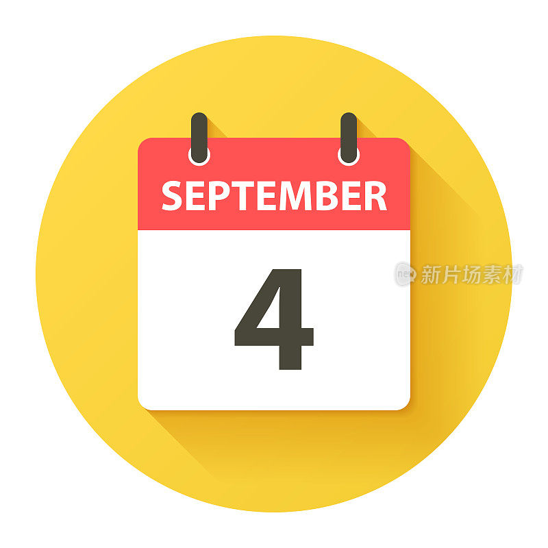 September 4 - Round Daily Calendar Icon in flat design style